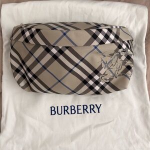 Burberry Beige and Black Check Belt Bag